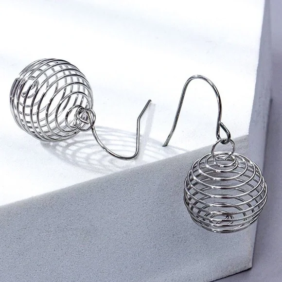 Any 3/$25! Silver Spiral Ball Drop Earrings - Picture 2 of 6